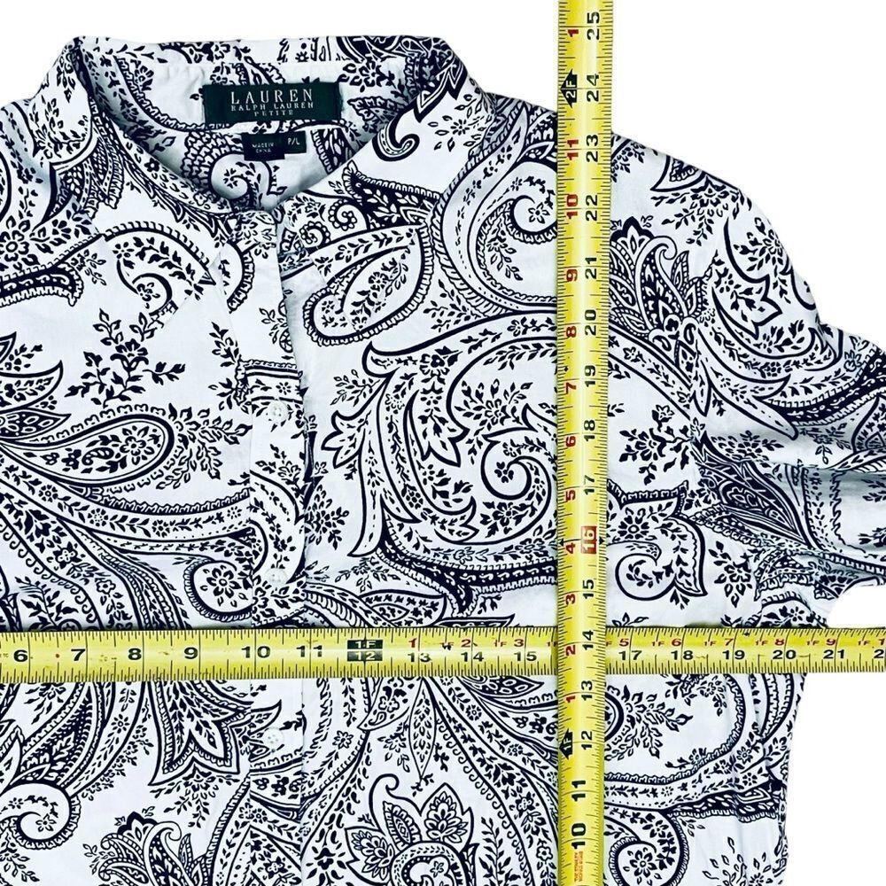 Ralph Lauren Blouse Women’s Paisley Print Button Up Long Sleeve Shirt Top Sz PL - Picture 8 of 9
